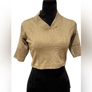 Elegant Gold Women's Top / Gold Stretchable Crop Top / Saree Blouse –